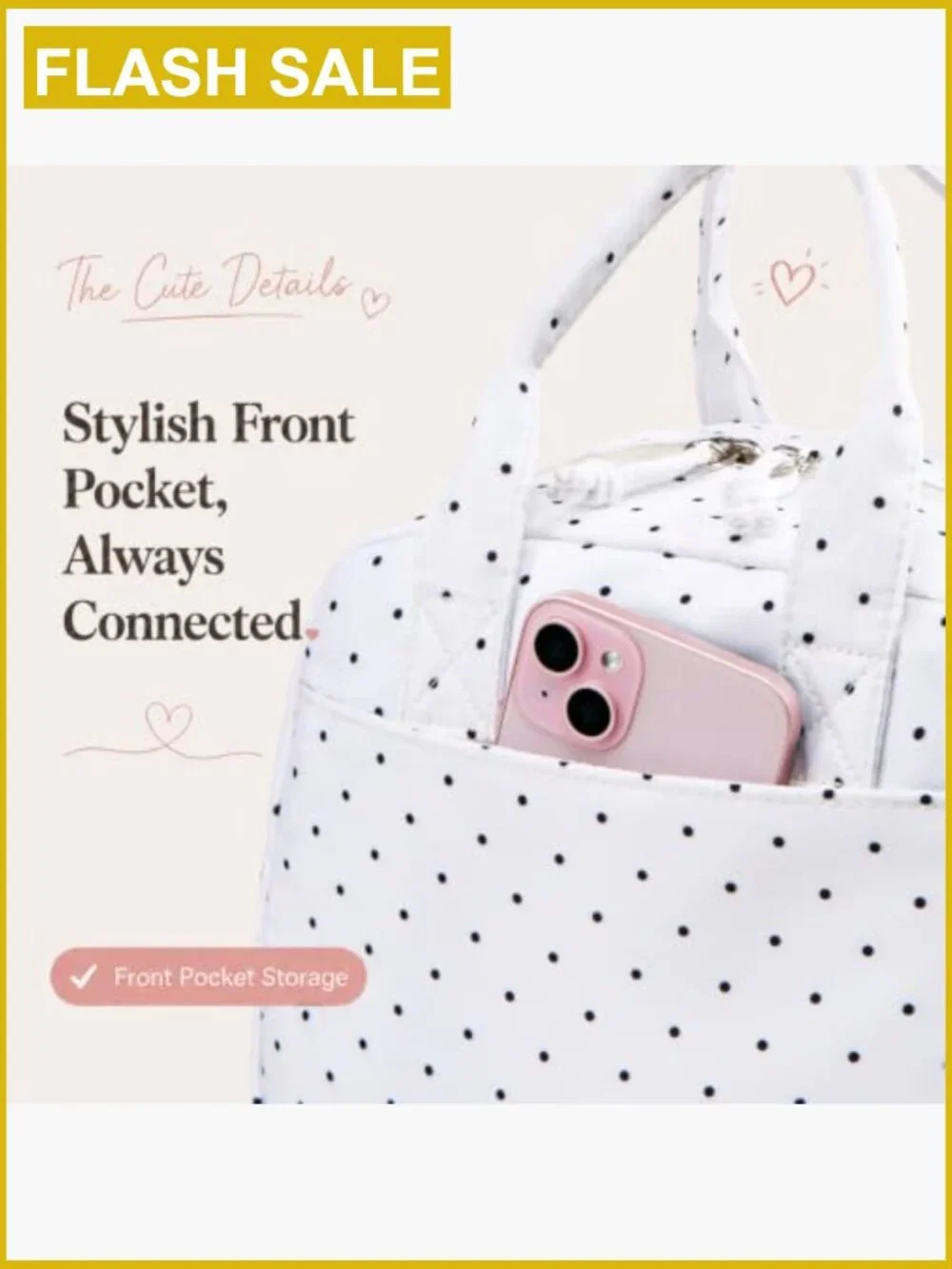 Large Insulated Lunch Bag Tote with Thermal Lining & Front Pocket